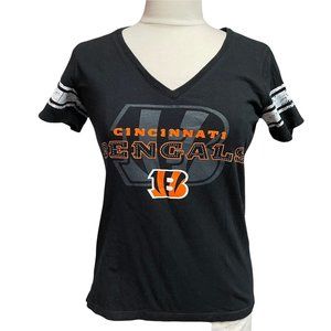 Cincinnati Bengals Black Cotton T-Shirt Sequin Bling Women S 4 Her by Carl Banks